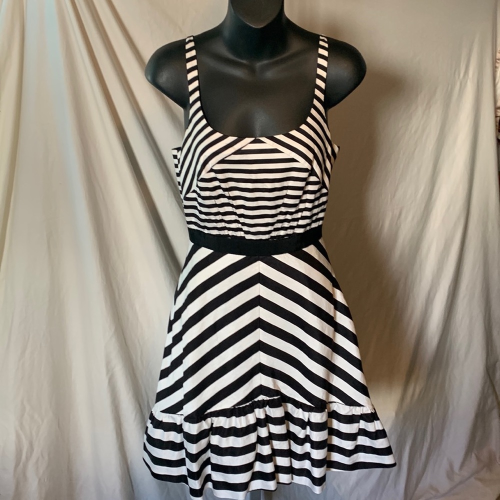 Black and white striped dress